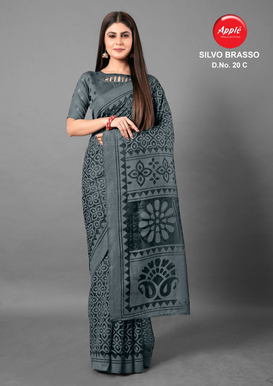 Apple Silvo Brasso 20 Latest Fancy Designer Festive Ware  Printed Brasso Saree